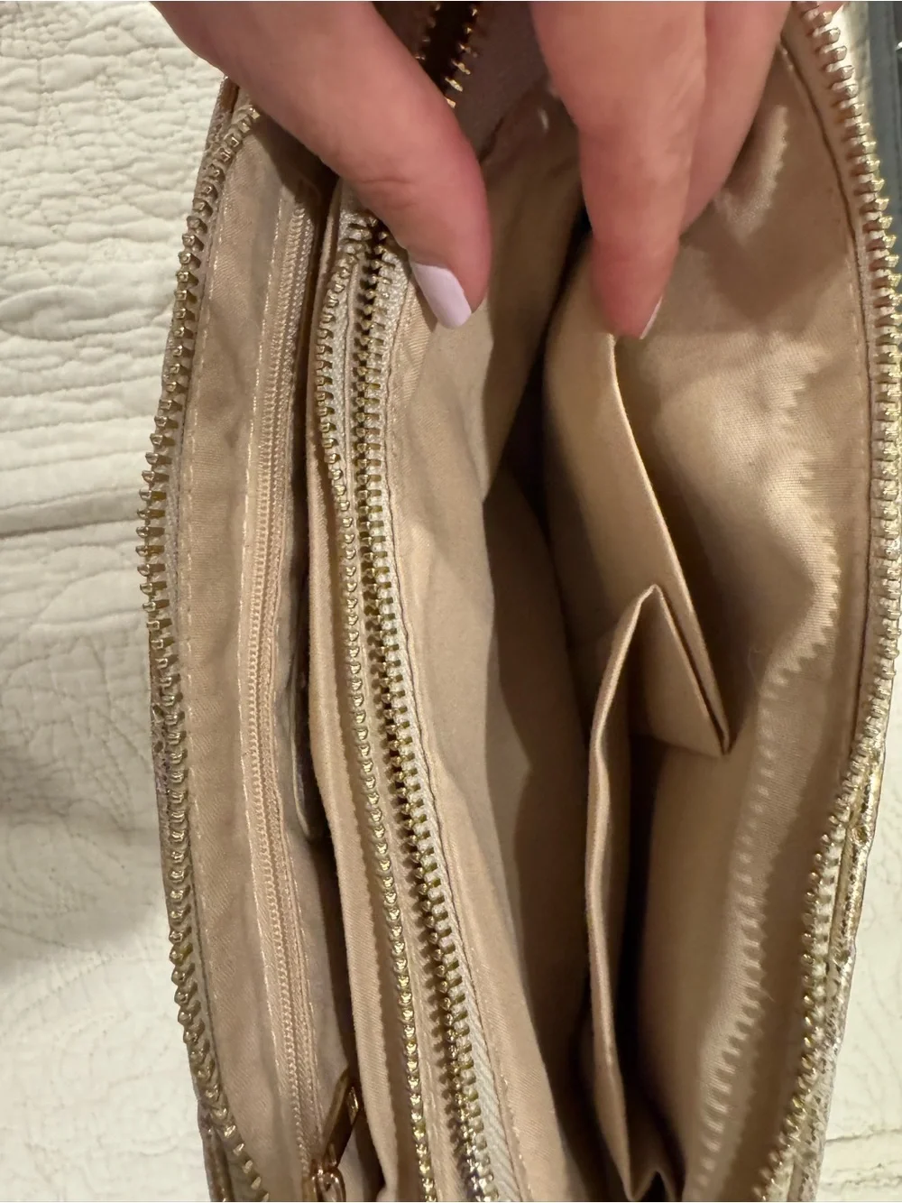 Caroline Hill Gold Quilted Chain Wristlet Clutch